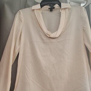 Formal, petite, collared top, off white